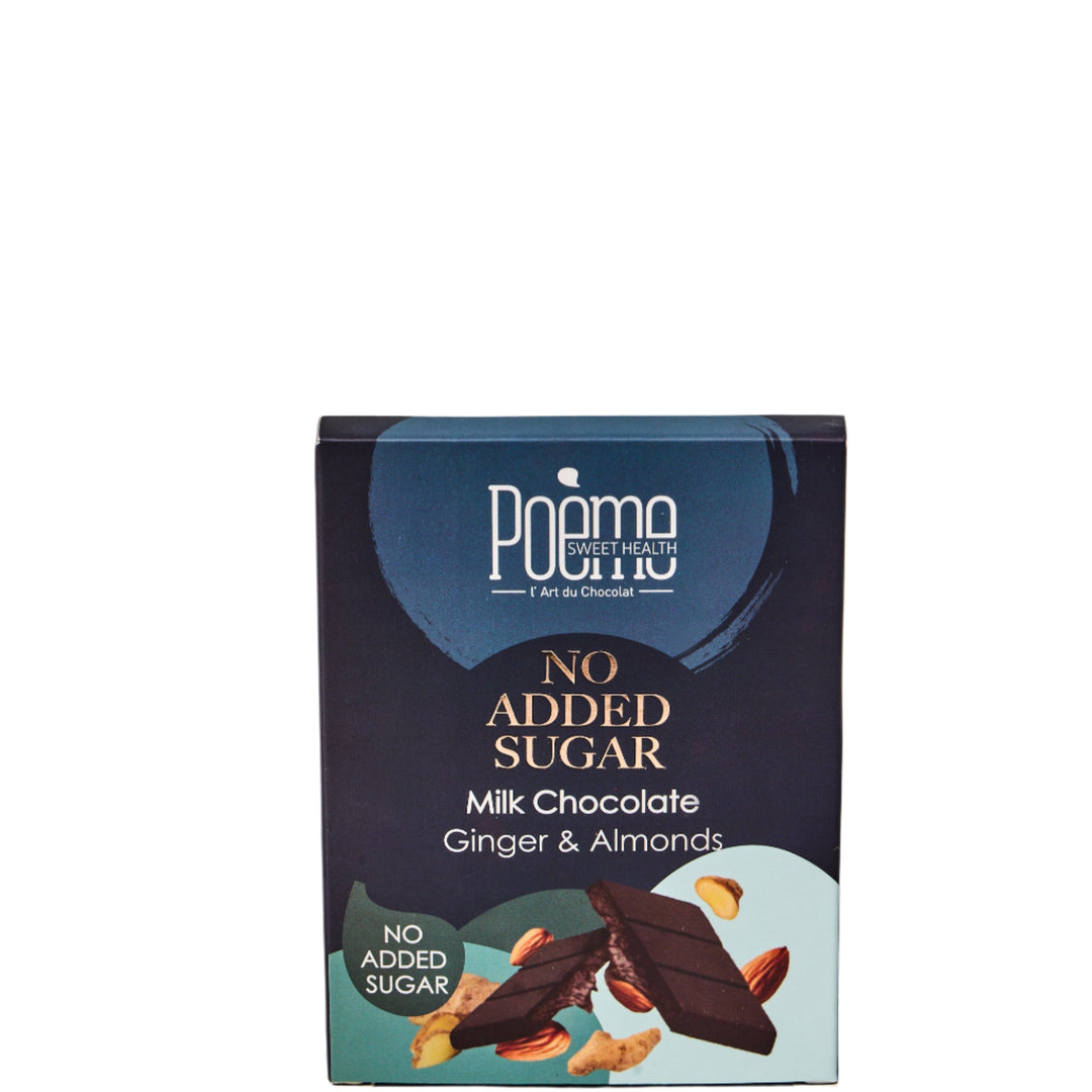 No Added Sugar Ginger & Almonds Chocolate Bar